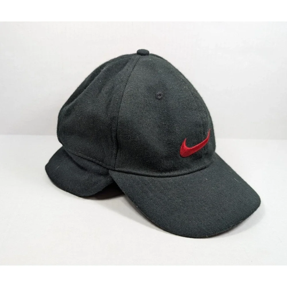 Vintage Nike Trapper Hat L/XL Black Fleece Lined Ear Flaps